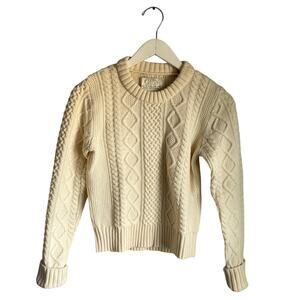 Mauro Grifoni Cream 100% Merino Wool Cableknit Fisherman Heritage Sweater size 6